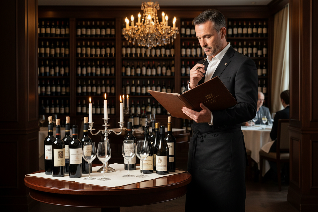 Sommelier met wijnkaart